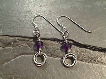 Amethyst, Sterling Silver Earrings