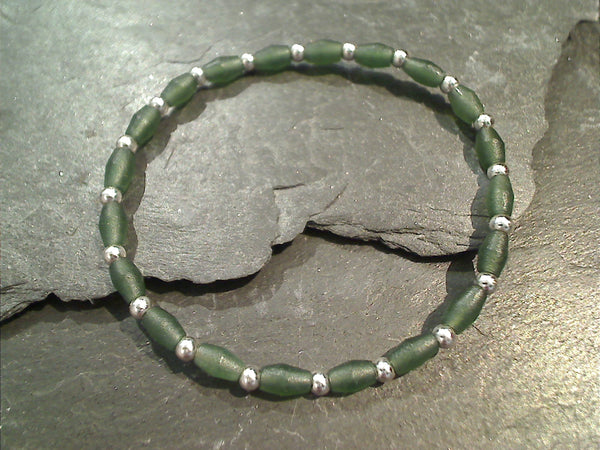 Jade, Sterling Silver Stretch Bracelet - Small