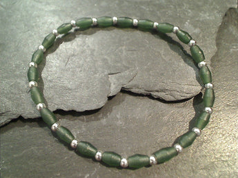 Jade, Sterling Silver Stretch Bracelet - Medium