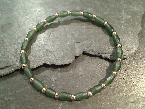 Jade, Gold Filled Stretch Bracelet - Small