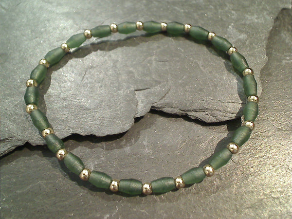 Jade, Gold Filled Stretch Bracelet - Medium