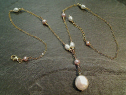 20" - 21" Pearl, Coin Pearl, Gold Filled Necklace
