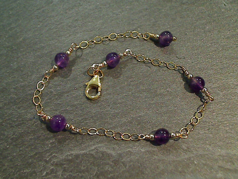 6" - 7" Amethyst, Gold Filled Bracelet