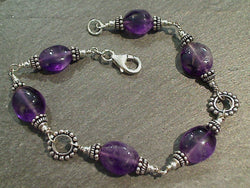7.25" Amethyst, Sterling Silver Bracelet