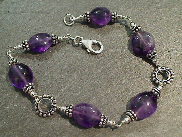 7.25" Amethyst, Sterling Silver Bracelet