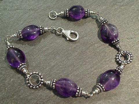 7.25" Amethyst, Sterling Silver Bracelet