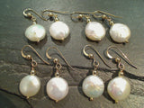 Coin Pearl, Gold Filled Earrings