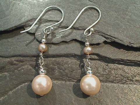 Pearl, Sterling Silver Earrings