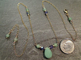 18.5" - 19.5" Aventurine, Purple Crystal, Gold Filled Necklace