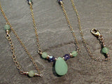 18.5" - 19.5" Aventurine, Purple Crystal, Gold Filled Necklace