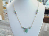 18.5" - 19.5" Aventurine, Purple Crystal, Gold Filled Necklace