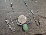 18" - 19" Aventurine, Purple Crystal, Sterling Silver Necklace