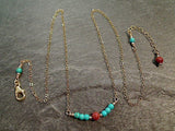 16" - 17" Turquoise, Goldstone, Gold Filled Necklace