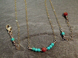 18" - 19" Turquoise, Goldstone, Gold Filled Necklace