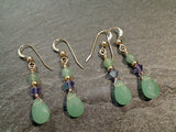 Aventurine, Purple Crystal, Gold Filled Earrings