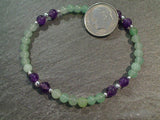 Amethyst, Aventurine, Sterling Silver Stretch Bracelet - Small