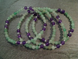 Amethyst, Aventurine, Sterling Silver Stretch Bracelet - Small