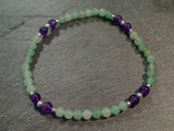 Amethyst, Aventurine, Sterling Silver Stretch Bracelet - Medium