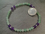 Amethyst, Aventurine, Sterling Silver Stretch Bracelet - Medium