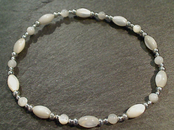 Mother of Pearl, Sterling Silver Stretch Bracelet - Large