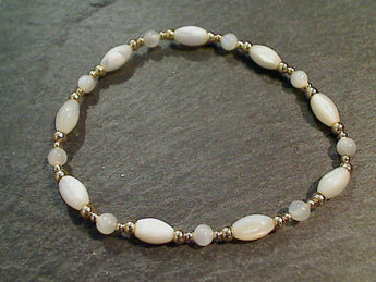 Mother of Pearl, Gold Filled Stretch Bracelet - Medium