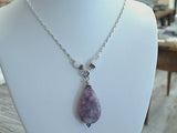 18" - 20" Lepidolite, Moonstone, Sterling Silver Necklace