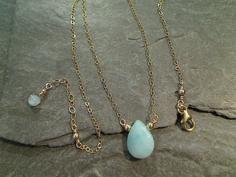 18" - 19" Aquamarine, Gold Filled Necklace