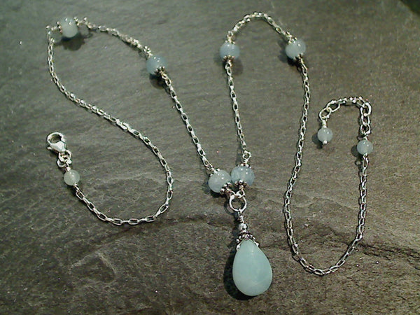 18" - 19" Aquamarine, Sterling Silver Necklace