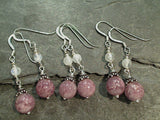 Lepidolite, Moonstone, Sterling Silver Earrings