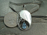 Blue Topaz, Mother of Pearl, Sterling Silver Pendant