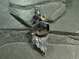 Smokey Quartz, Citrine, Sterling Silver Pendant