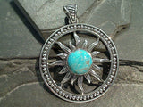Turquoise, Sterling Silver Large Sun Pendant