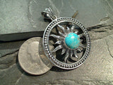 Turquoise, Sterling Silver Large Sun Pendant