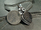 Druzy, Quartz, Quartz, Pearl, Sterling Silver Pendant