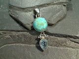 Turquoise, Blue Topaz, Sterling Silver Pendant