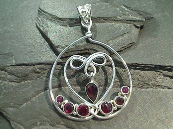 Garnet, Sterling Silver Large Pendant