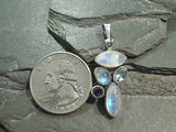 Moonstone, Blue Topaz, Iolite, Sterling Silver Pendant