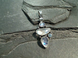 Moonstone, Blue Topaz, Sterling Silver Pendant