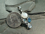 Moonstone, Blue Topaz, Neon Apatite, Sterling Silver Pendant