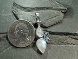 Moonstone, Blue Topaz, Iolite, Sterling Silver Pendant