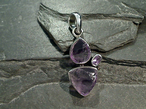 Rough Amethyst, Amethyst, Sterling Silver Pendant