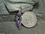 Charoite, Herkimer Diamond, Amethyst, Sterling Silver Pendant