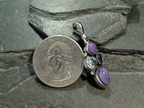 Charoite, Herkimer Diamond, Amethyst, Sterling Silver Pendant