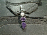 Charoite, Pearl, Amethyst, Sterling Silver Pendant