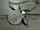 Charoite, Pearl, Amethyst, Sterling Silver Pendant