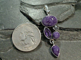 Charoite, Herkimer Diamond, Amethyst, Sterling Silver Pendant