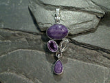 Charoite, Herkimer Diamond, Amethyst, Sterling Silver Pendant