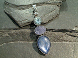 Kyanite, Blue Topaz, Tanzanite, Sterling Silver Pendant