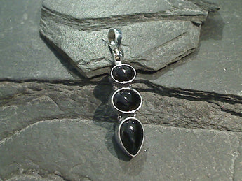 Black Onyx, Sterling Silver Pendant