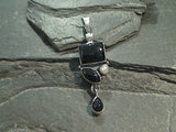 Black Onyx, Pearl, Sterling Silver Pendant